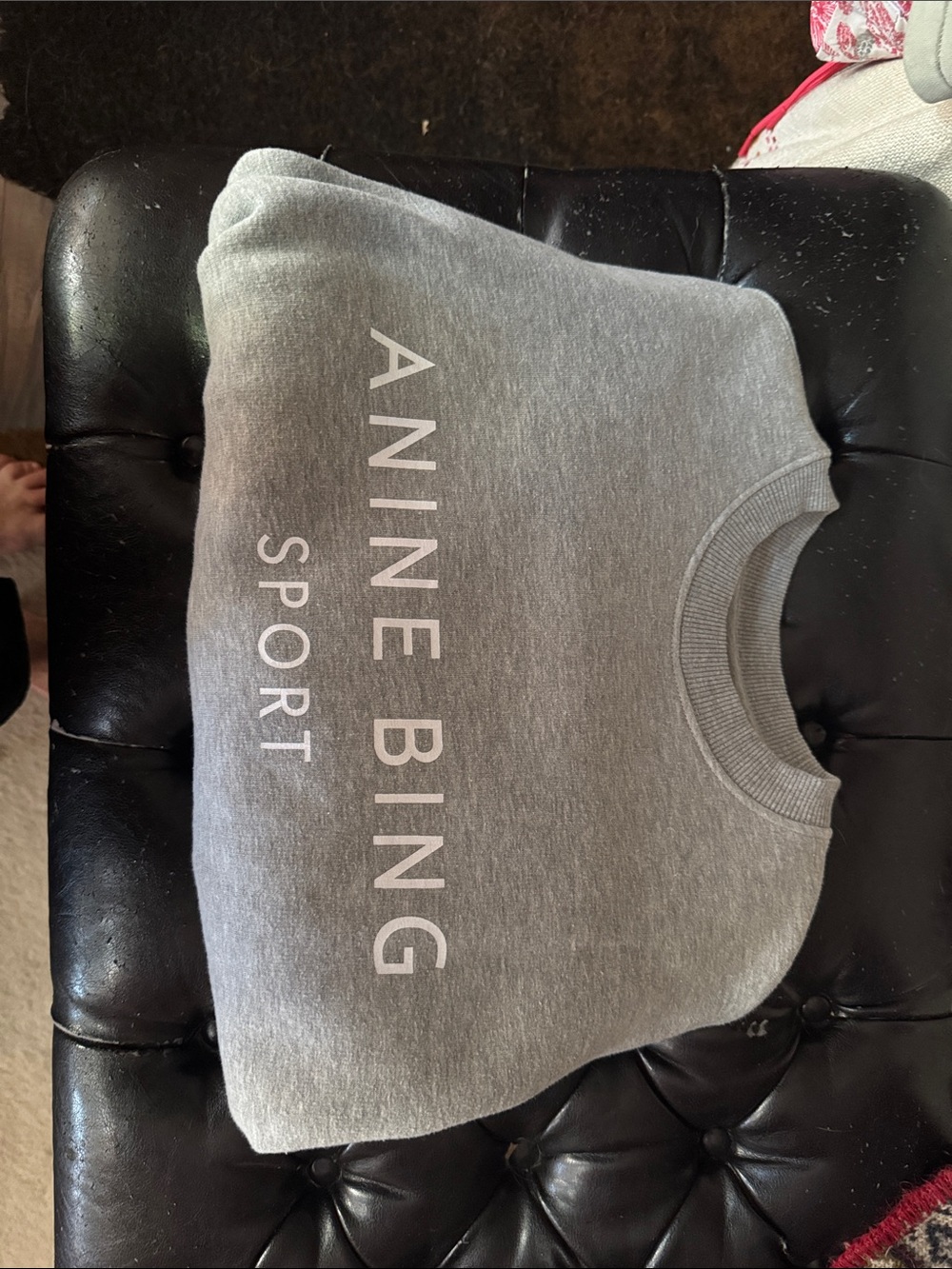 Anine Bing Grey Logo Crewneck Sweatshirt